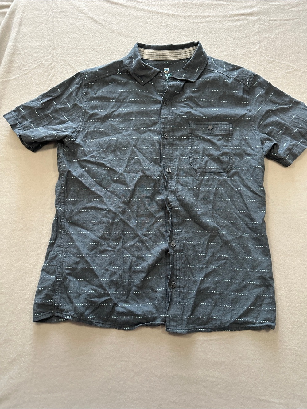 Kuhl Men's Short-Sleeve Button-Down Shirt - Charcoal with Light Dash